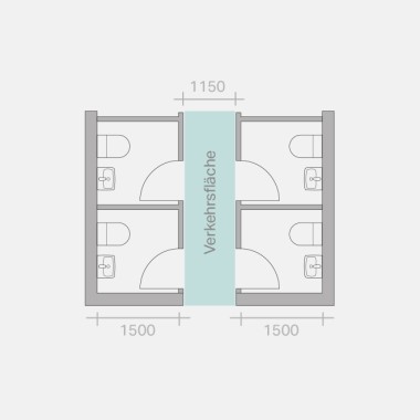 Maßangaben in mm, Zeichnung in Anlehnung an Sanitär-Technik, Feurich/Kühl, Band 1, 2011 Maßangaben in mm, Zeichnung in Anlehnung an Sanitär-Technik, Feurich/Kühl, Band 1, 2011