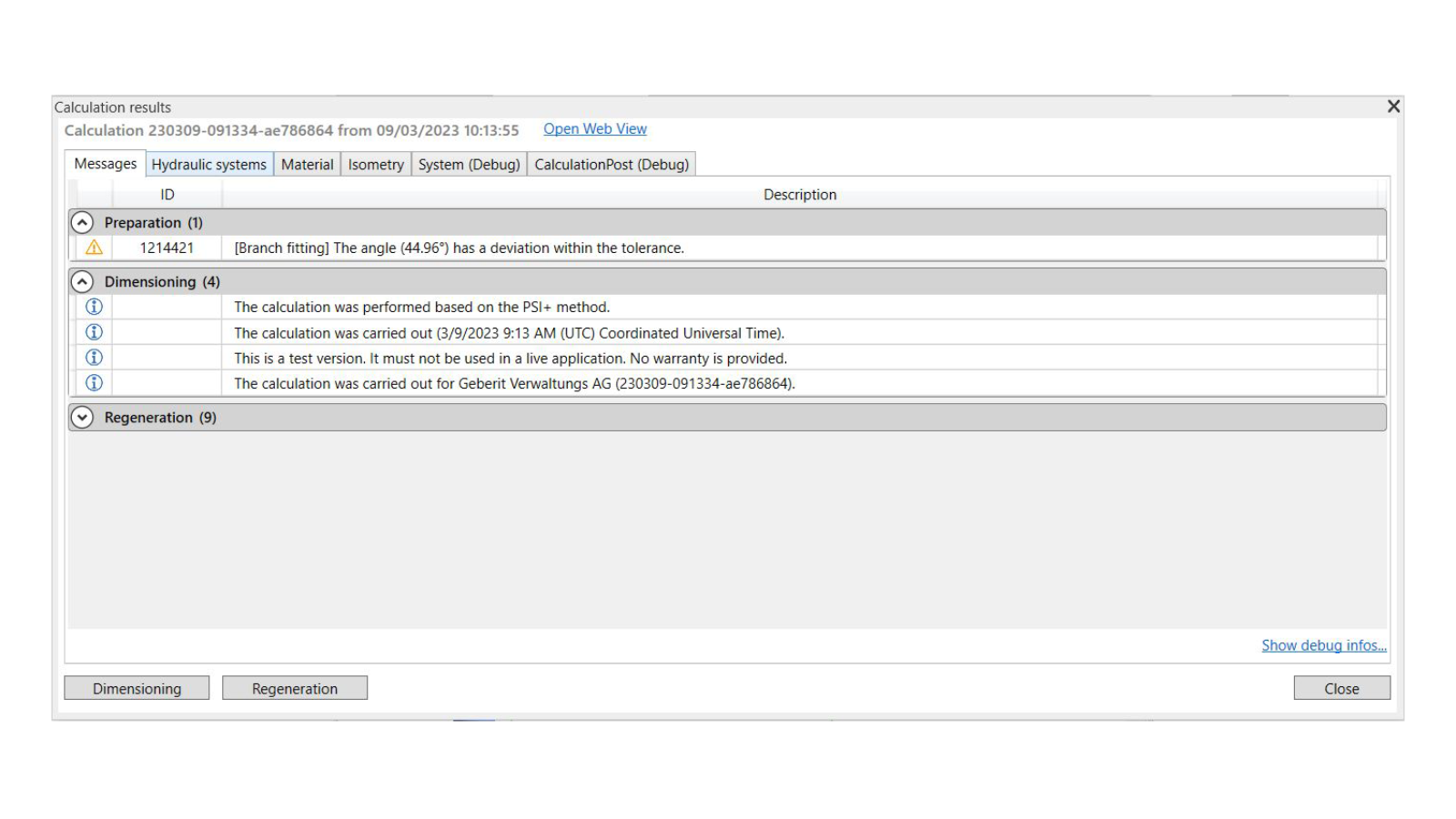 Warnmeldung für Winkeltoleranz in Geberit Pluvia Objekt Warnmeldung für Winkeltoleranz in Geberit Pluvia Objekt