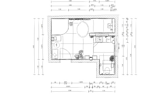 Illustration Grundriss Geberit Profi-Badplanung