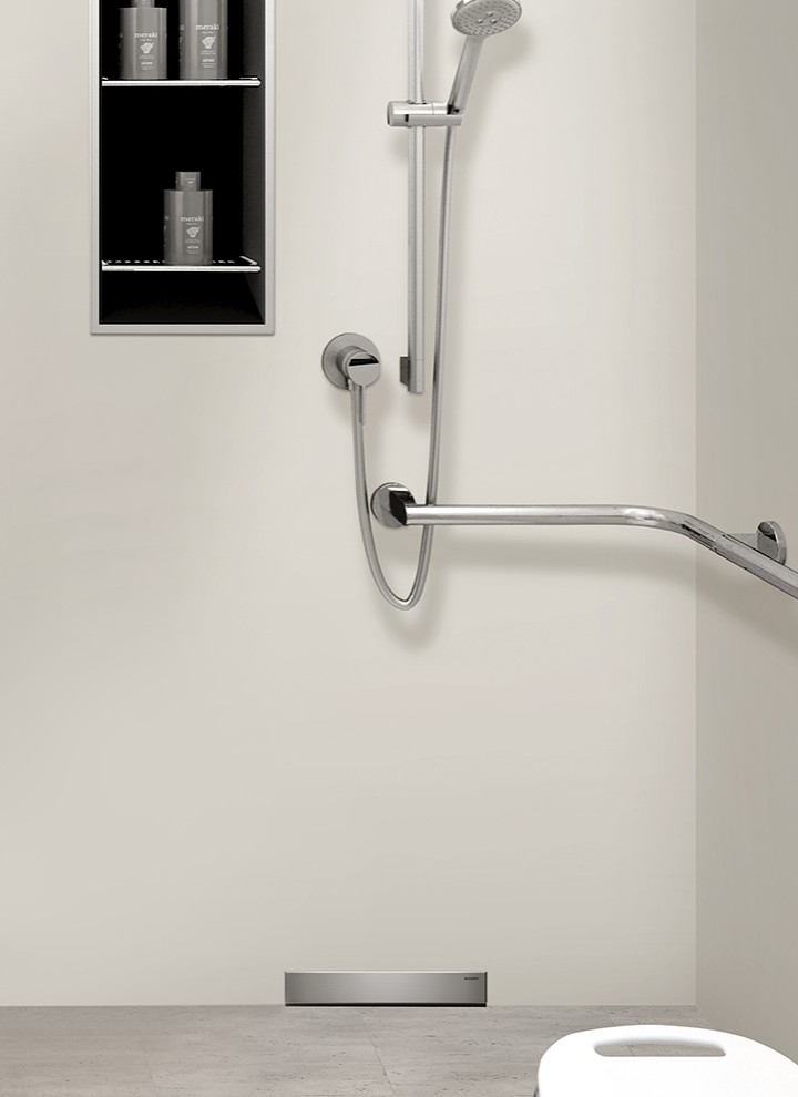 Geberit Wandablauf in Kombination mit Geberit Nischenablagebox Geberit Wandablauf in Kombination mit Geberit Nischenablagebox