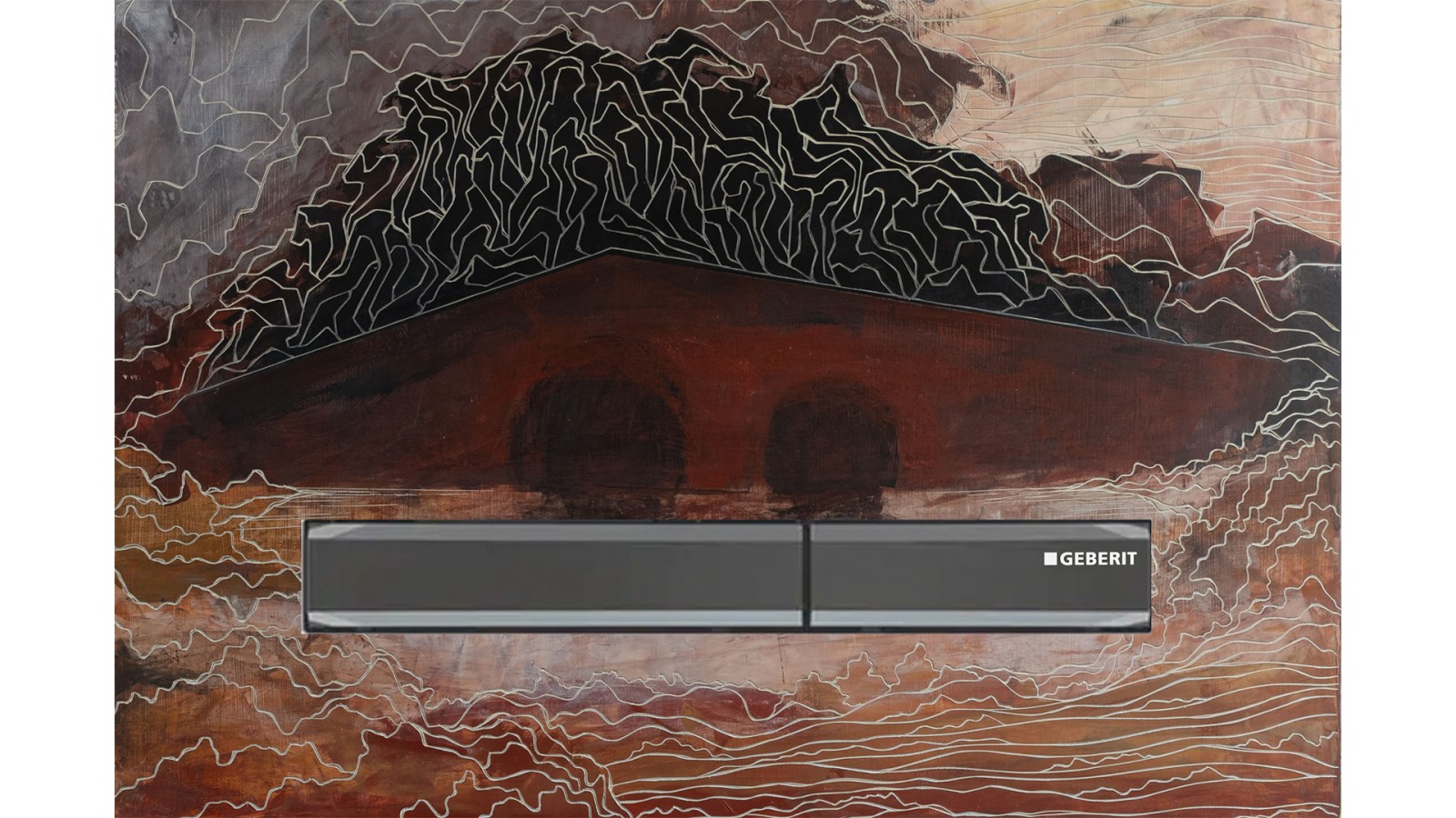 Betätigungsplatte Geberit Sigma50 in der Kunst-Edition von Jörg Heikhaus aka Alex Diamond Betätigungsplatte Geberit Sigma50 in der Kunst-Edition von Jörg Heikhaus aka Alex Diamond