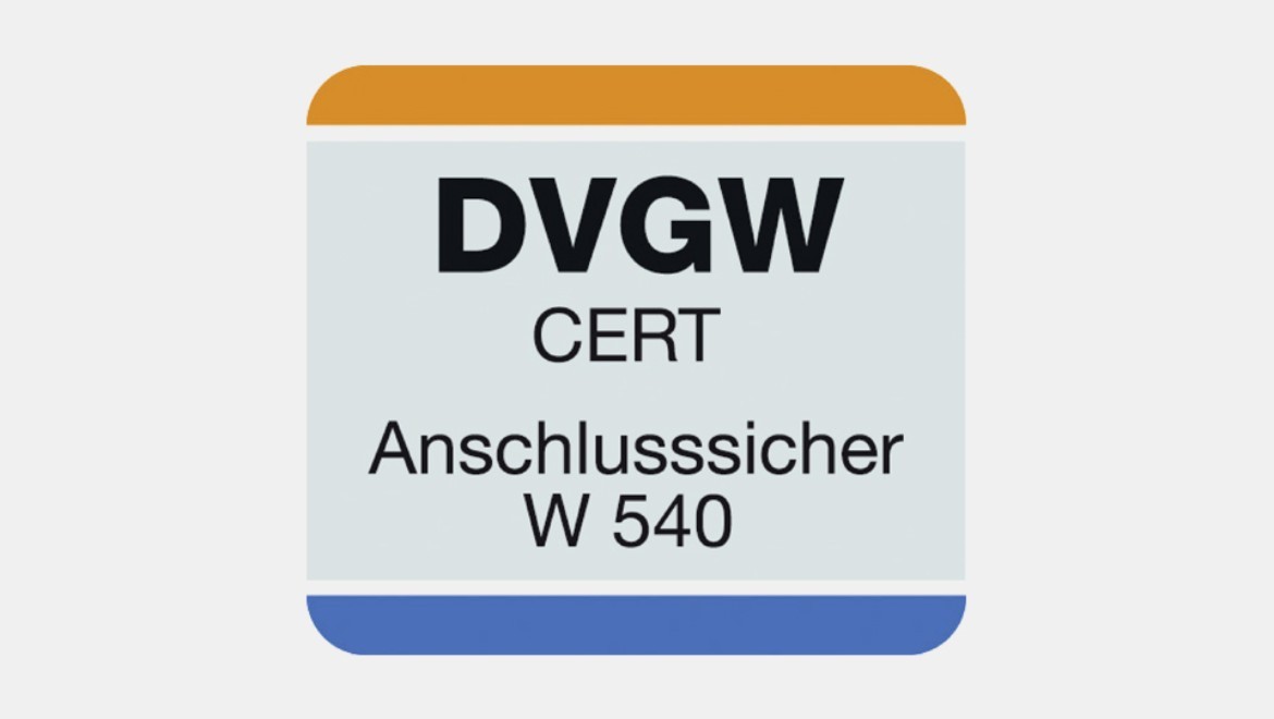 Logo DVGW CERT Abschlusssicher W 540 Logo DVGW CERT Abschlusssicher W 540