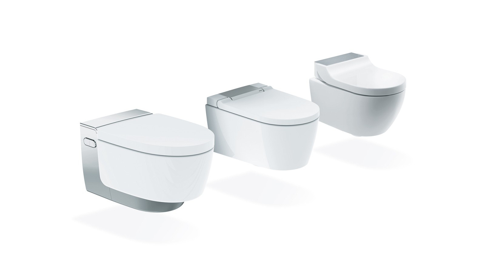 Die Geberit AquaClean Dusch-WC Modelle Mera, Sela und Tuma. Die Geberit AquaClean Dusch-WC Modelle Mera, Sela und Tuma.