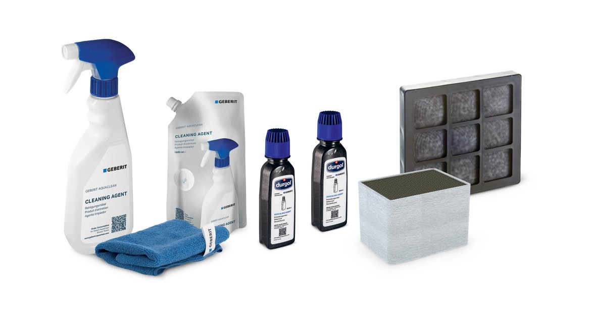Geberit AquaClean Verbrauchsmaterial für die Pflege und Wartung Ihres Dusch-WCs.