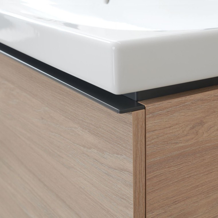 Geberit Acanto Badmöbel in Eiche mit Griff in lava Geberit Acanto Badmöbel in Eiche mit Griff in lava