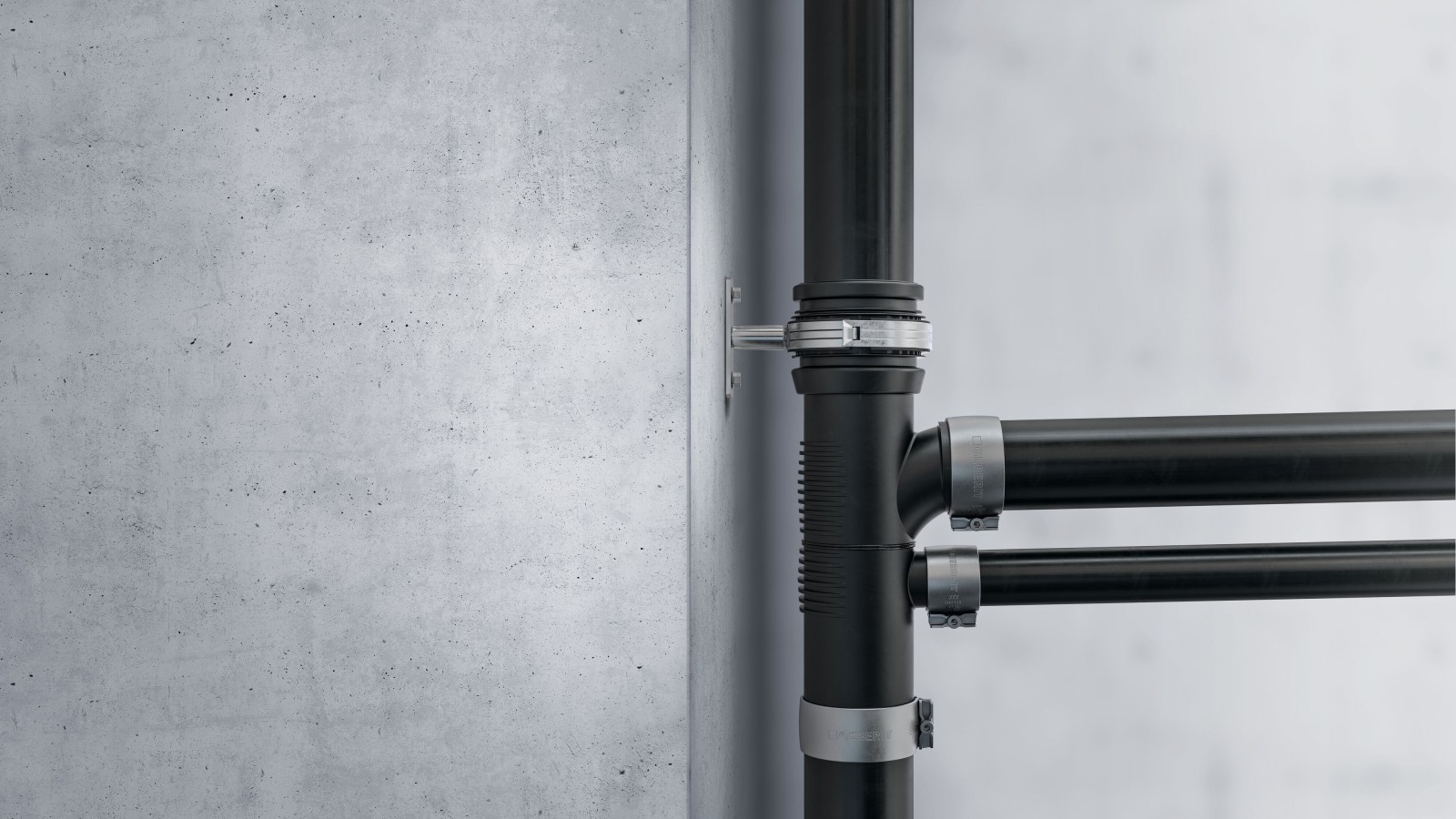 Entwässerungssysteme für alle gängigen Verbindungsarten, auch mit Spannverbindern.