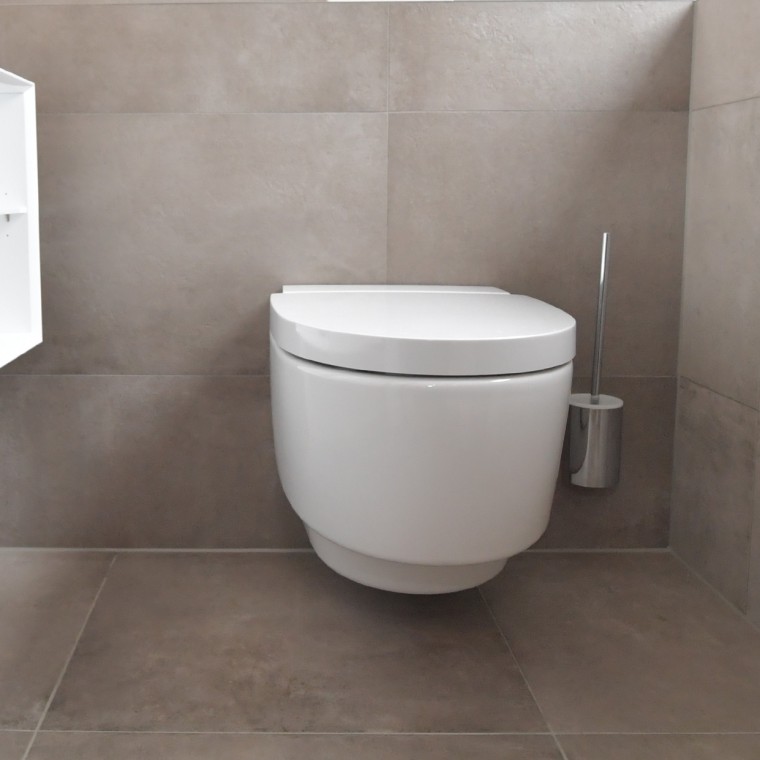 Gästebad mit wandhängendem Dusch-WC und Möbeln Gästebad mit wandhängendem Dusch-WC und Möbeln