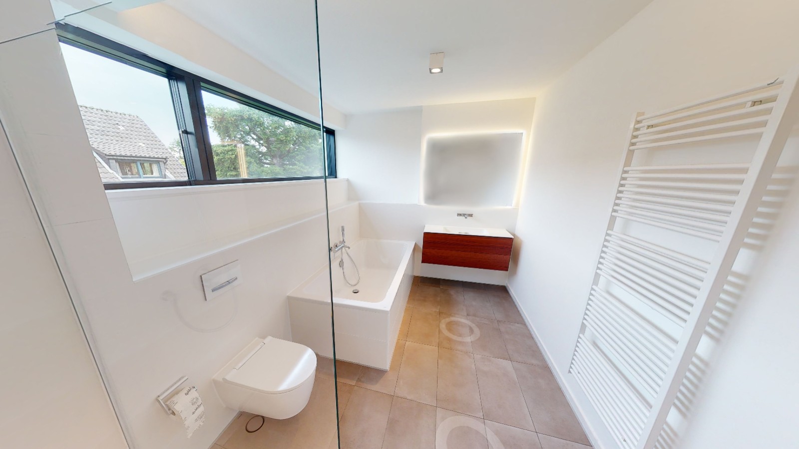 Das Familienbad der künftigen Mieter in der virtuellen Begehung