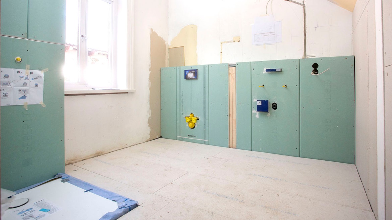 Beplankte Vorwand im Gästebad Beplankte Vorwand im Gästebad