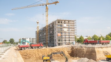 Neubausiedlung auf dem Gelände des ehemaligen August-Klingler-Stadions