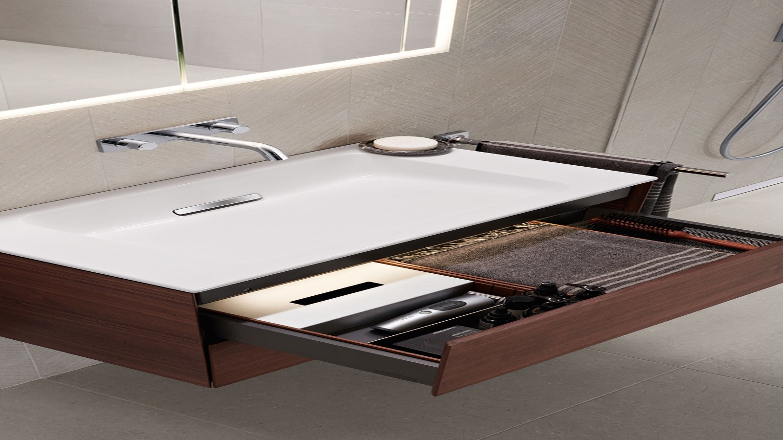 Die Sanitärkeramiken der Badserie Geberit ONE eignen sich optimal, um ein kleines Bad zu gestalten. Die Sanitärkeramiken der Badserie Geberit ONE eignen sich optimal, um ein kleines Bad zu gestalten.