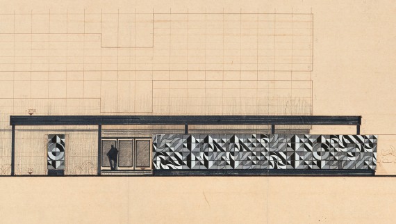 Entwurf für Sichtschutzwand im Uhrenwerk Glashütte, 1980