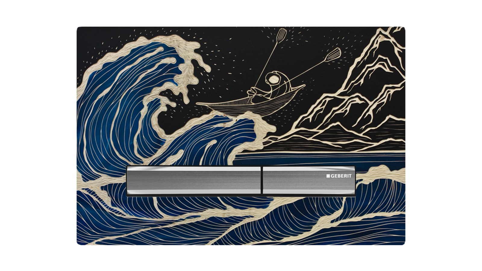 Betätigungsplatte mit Kunst von Jörg Heikhaus Betätigungsplatte mit Kunst von Jörg Heikhaus