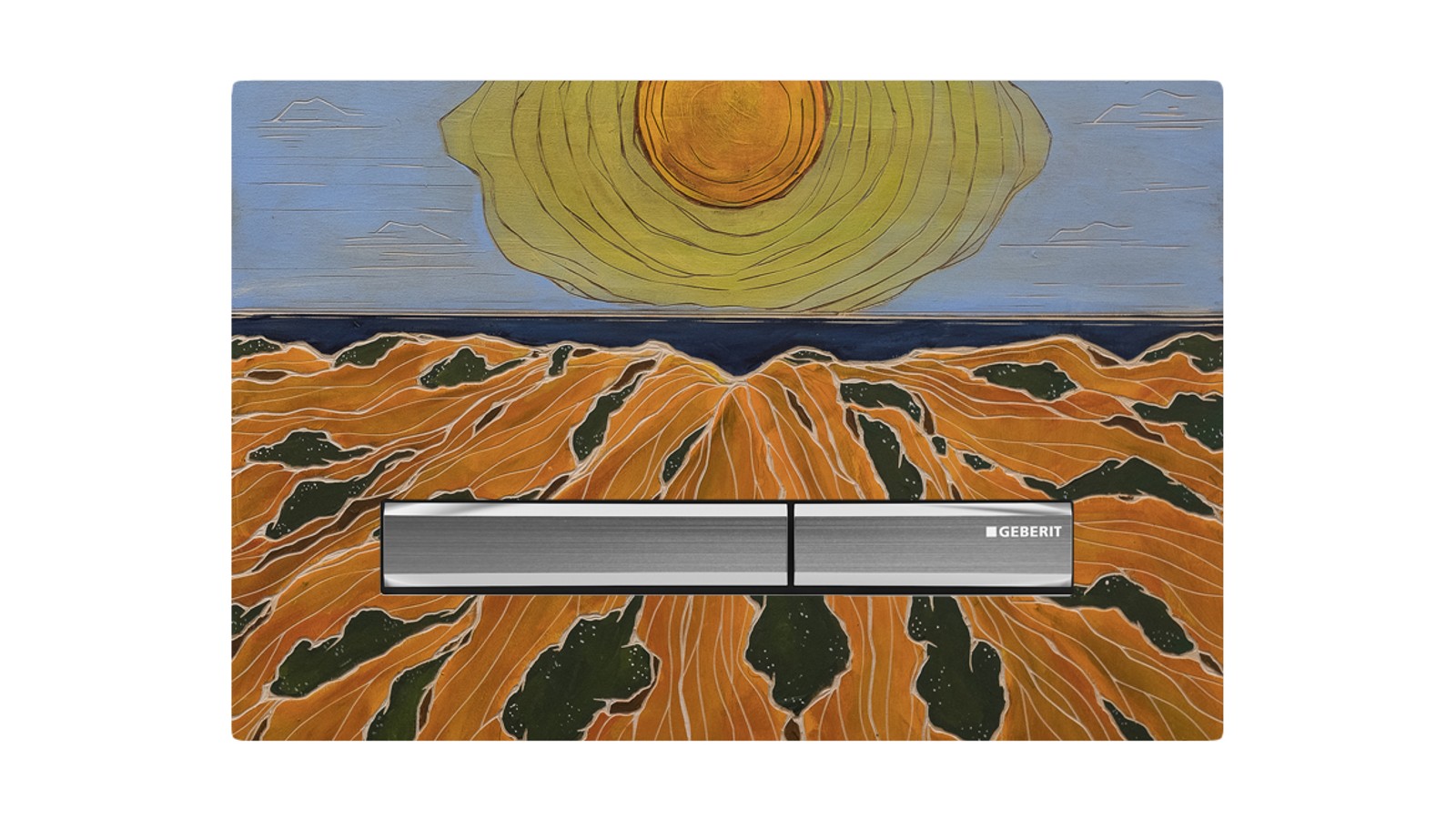 Betätigungsplatte mit Kunst von Jörg Heikhaus Betätigungsplatte mit Kunst von Jörg Heikhaus