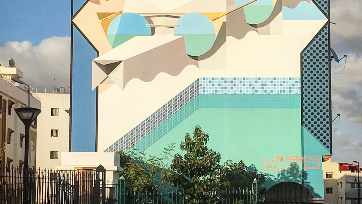Wandgestaltung in Rabat, Marokko, 2017.