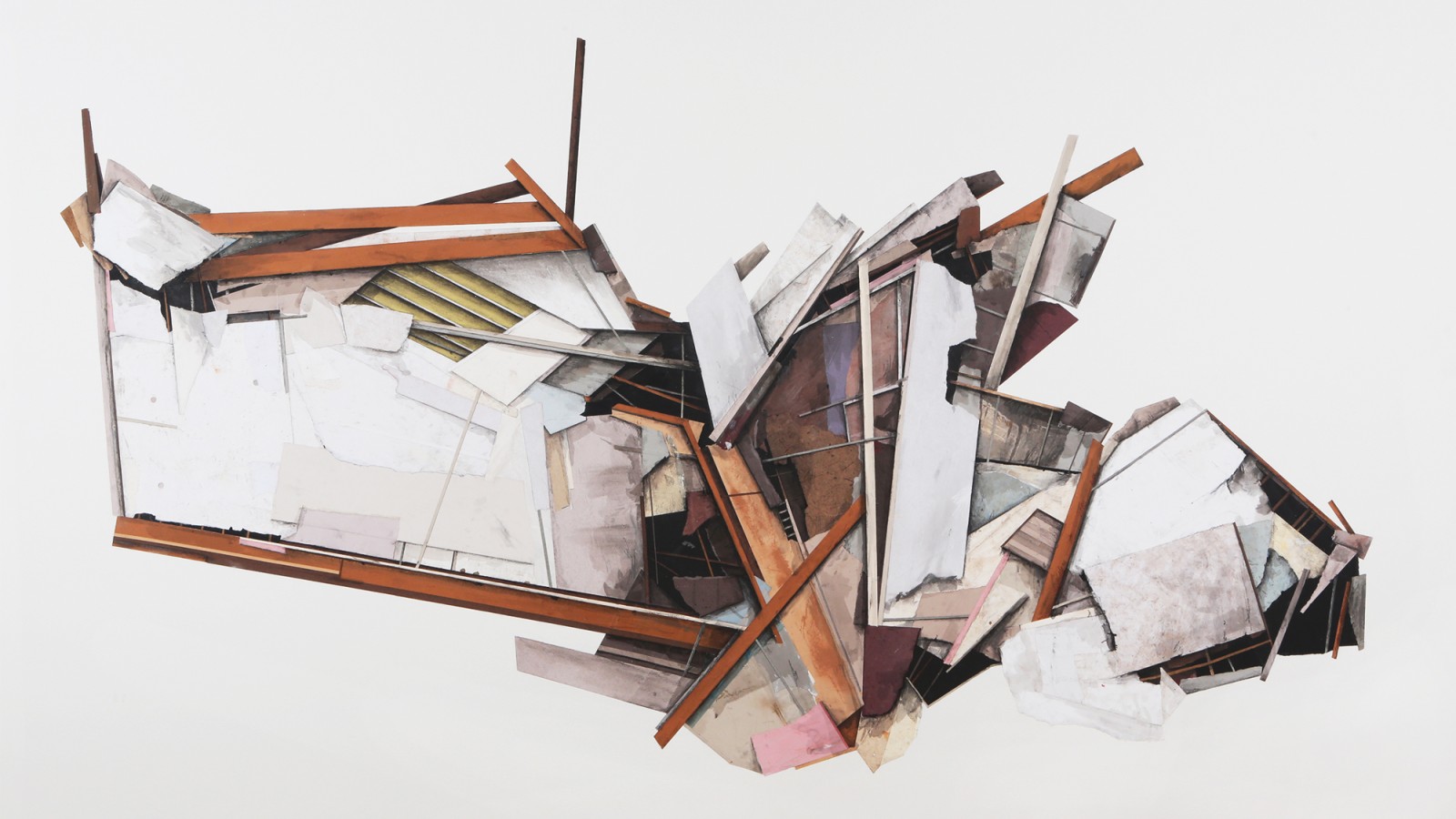 Werk "Mass X", Collage, Kohle, Pastell, Acryl, Graphit auf Holz, 183 cm x 107 cm Werk "Mass X", Collage, Kohle, Pastell, Acryl, Graphit auf Holz, 183 cm x 107 cm