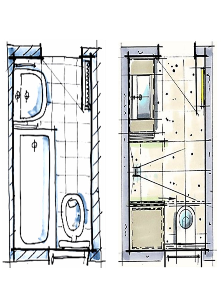 Zwei Badezimmergrundrisse im Vergleich