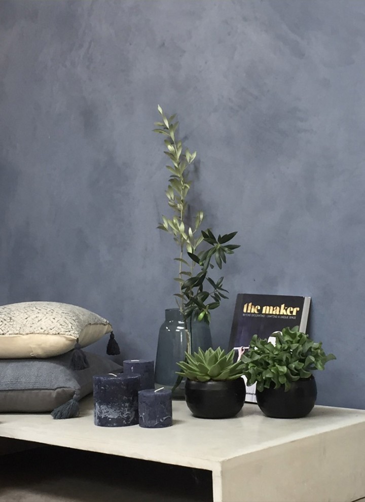 Putz mit blauen Pigmenten Putz mit blauen Pigmenten