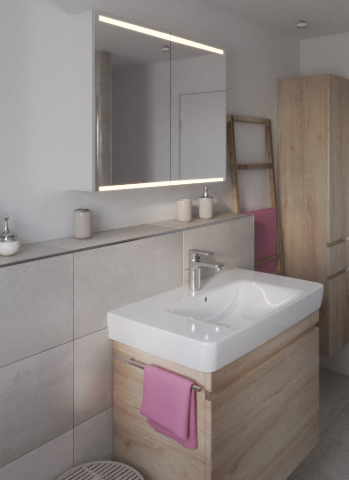 Geberit Renova Plan Waschtisch und Unterschrank, Hochschrank und Option Spiegelschrank Geberit Renova Plan Waschtisch und Unterschrank, Hochschrank und Option Spiegelschrank