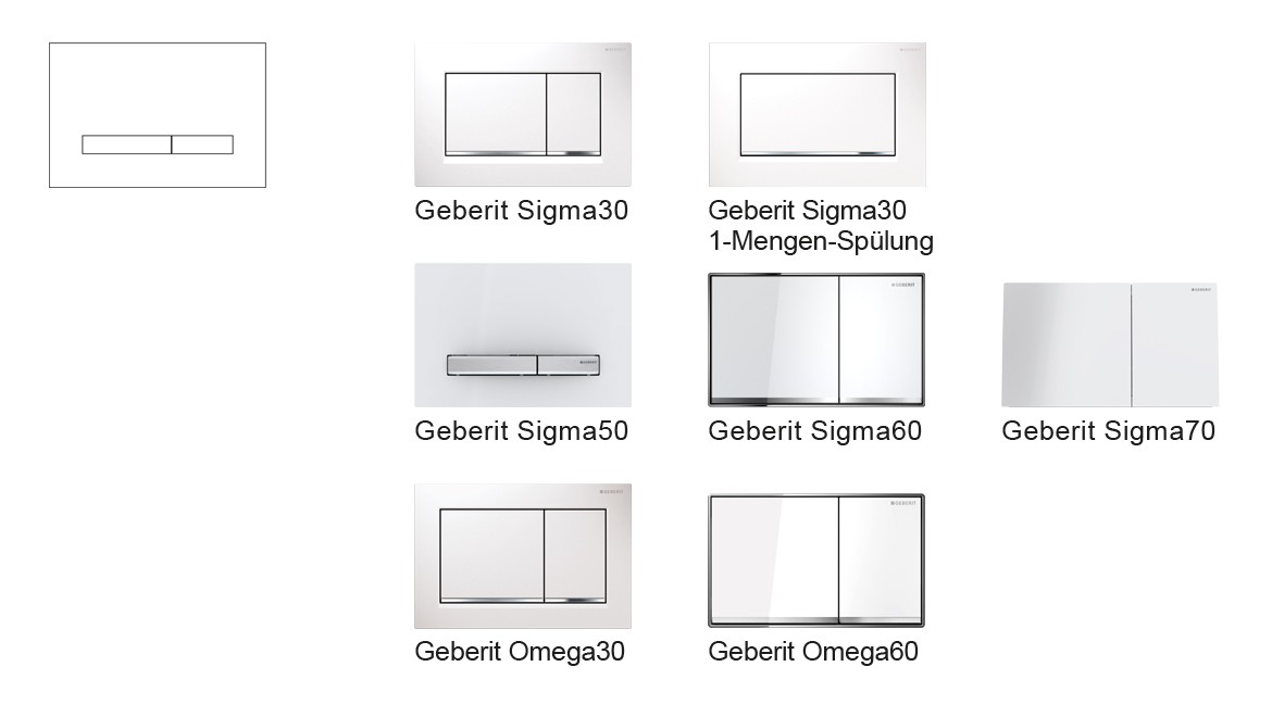 Geberit Sigma und Omega Betätigungsplatten in eckigem Design