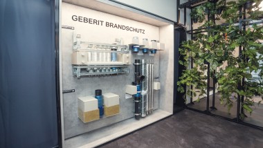 Geberit Brandschutz in der Ausstellung des Keramikwerks in Haldensleben.