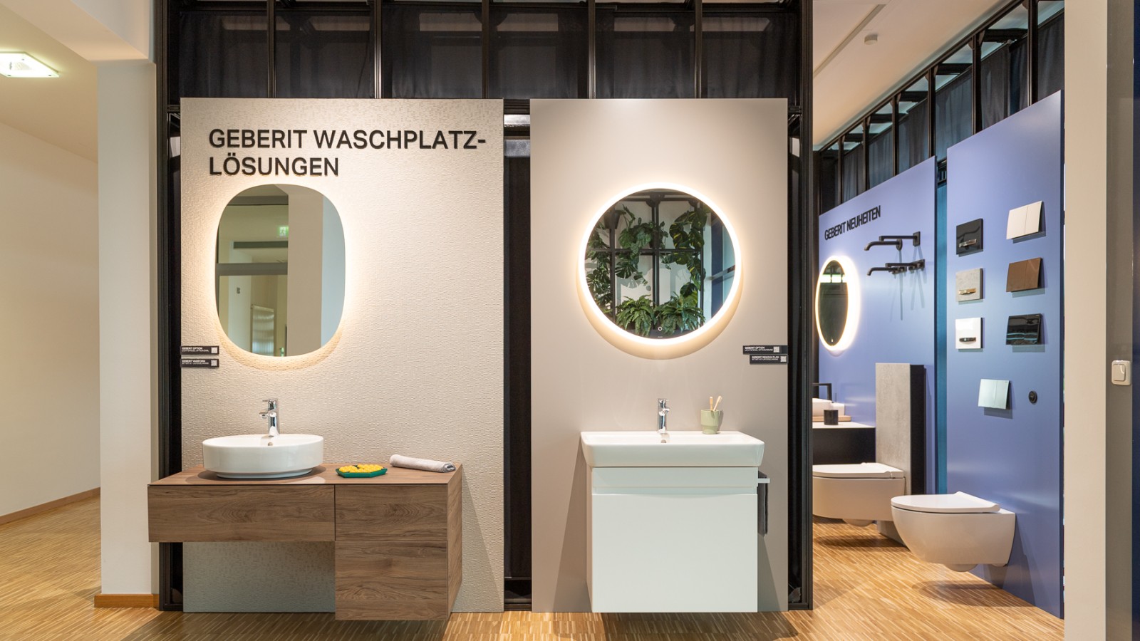 Geberit Waschplatzlösungen in der Ausstellung im BäderForum und GIZ Langenfeld. Geberit Waschplatzlösungen in der Ausstellung im BäderForum und GIZ Langenfeld.