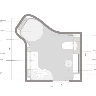 Grundriss des Badezimmers von Ippolito Fleitz Group, Deutschland