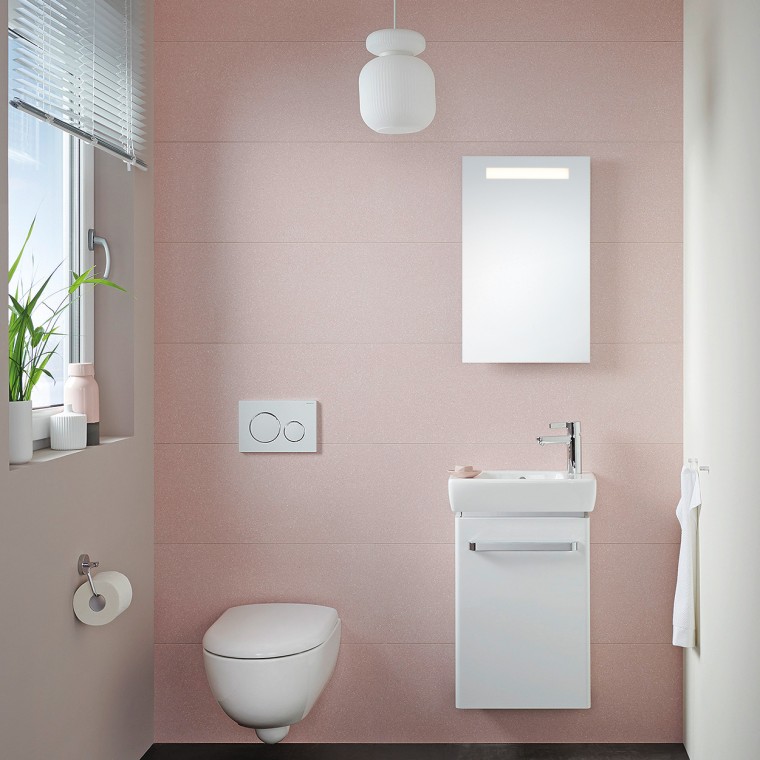 Kleines Gäste-Bad mit Handwaschbecken Renova Compact und wandhängendem WC Kleines Gäste-Bad mit Handwaschbecken Renova Compact und wandhängendem WC