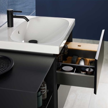 Mix & Match Geberit Acanto Waschbecken mit Geberit ONE Waschtischunterschrank ohne Siphonaussparung Mix & Match Geberit Acanto Waschbecken mit Geberit ONE Waschtischunterschrank ohne Siphonaussparung