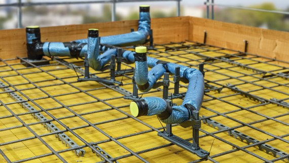 Einsatz von Geberit Silent-db20 in Betondecken mit der Einlegerohrschelle Einsatz von Geberit Silent-db20 in Betondecken mit der Einlegerohrschelle