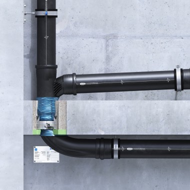 In der Decke eingelassenes Geberit Rohrschott90 Plus EN mit EPS/XPS-Dämmung