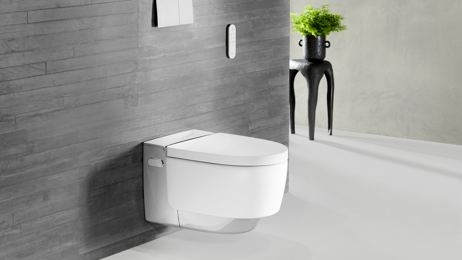 Geberit AquaClean Mera Comfort chrome mit Fernbedienung und Betätigungsplatte Geberit Sigma70 Geberit AquaClean Mera Comfort chrome mit Fernbedienung und Betätigungsplatte Geberit Sigma70