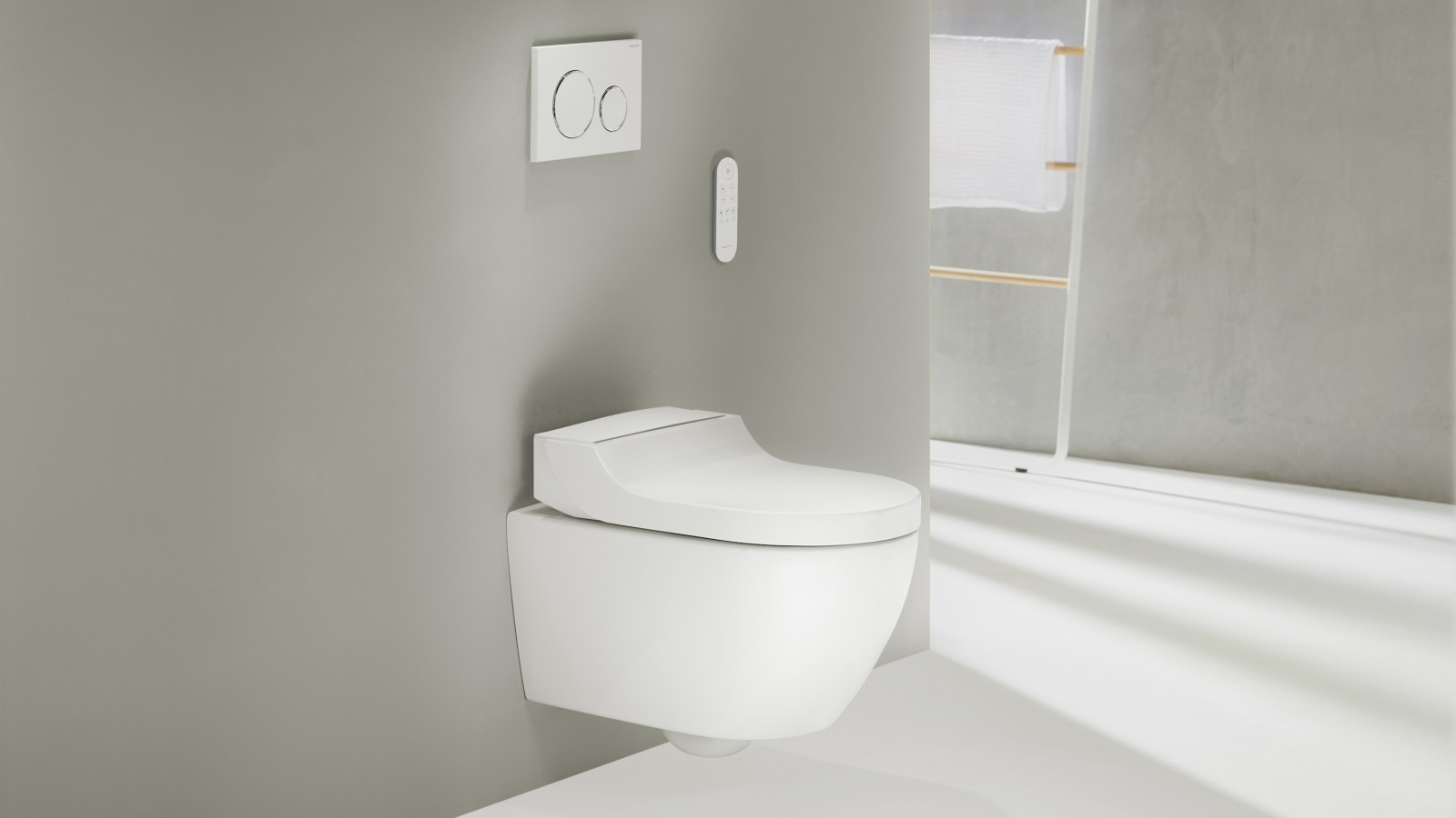 Geberit AquaClean Tuma Comfort mit Fernbedienung und Betätigungsplatte Geberit Sigma20 Geberit AquaClean Tuma Comfort mit Fernbedienung und Betätigungsplatte Geberit Sigma20