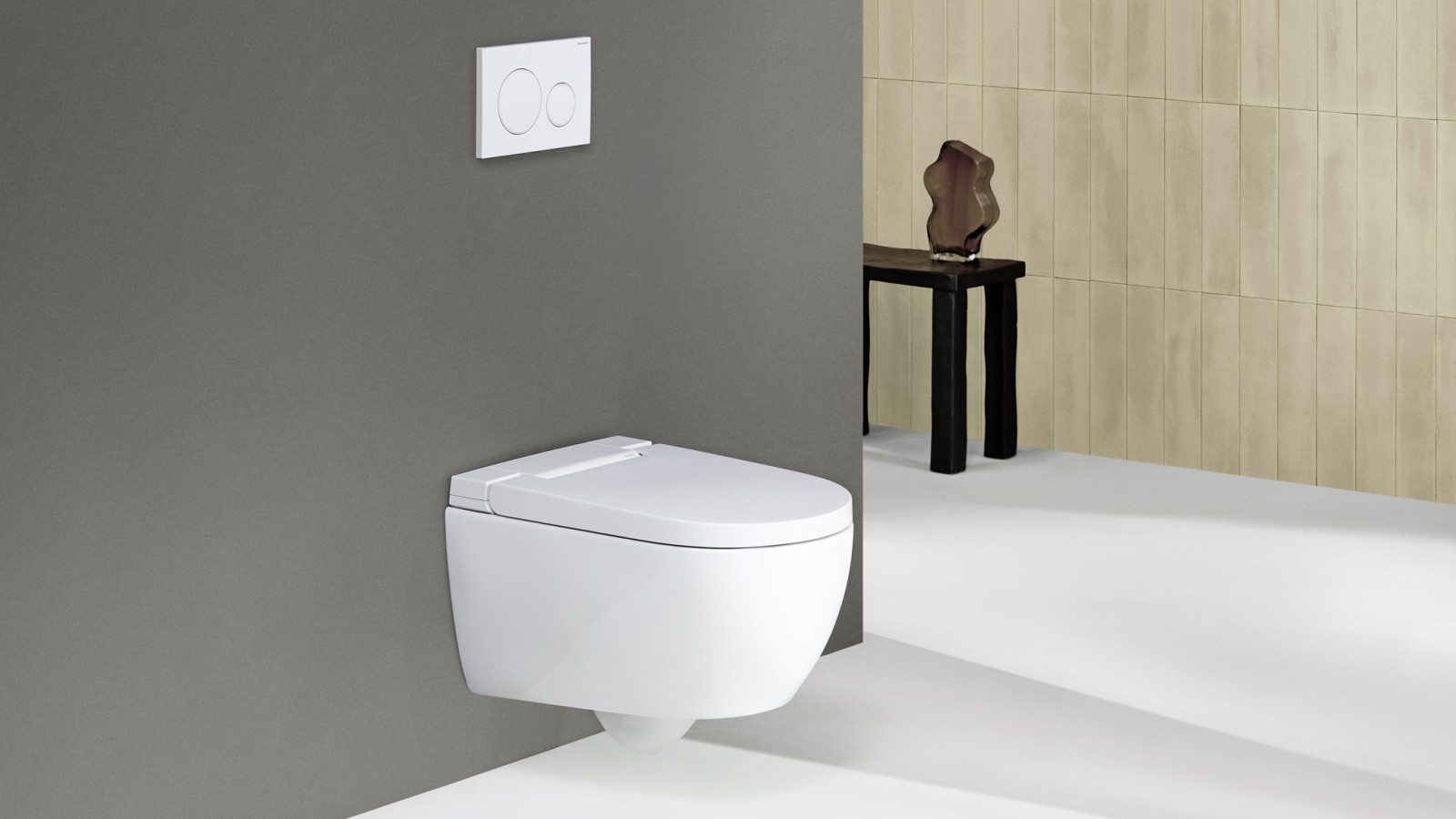 Geberit AquaClean Alba mit Fernbedienung und Betätigungsplatte Geberit Sigma20