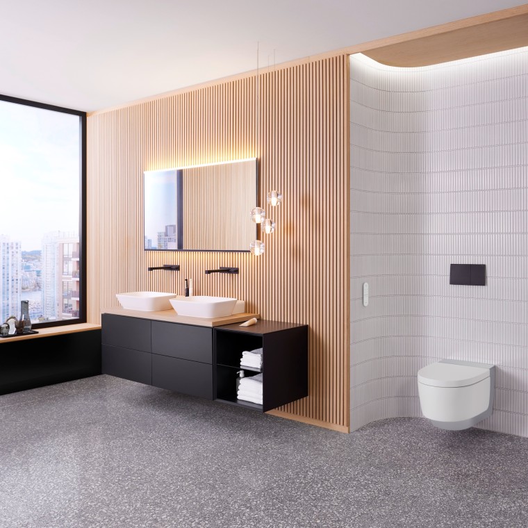 Geberit Mera Comfort mit einer Designabdeckung in hochglanz-verchromt Geberit Mera Comfort mit einer Designabdeckung in hochglanz-verchromt