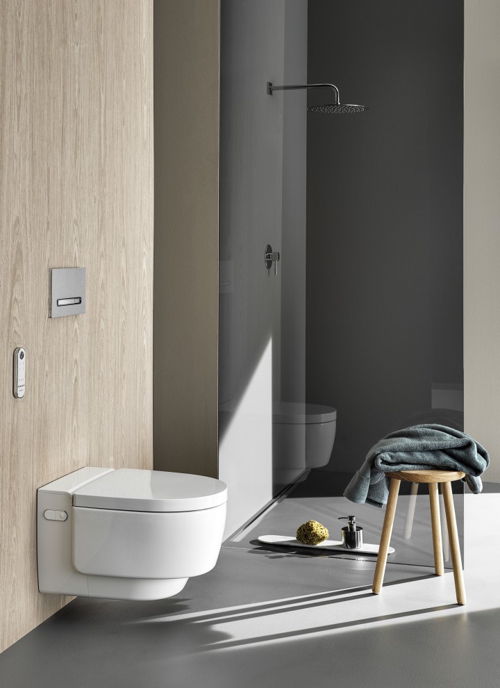 Geberit AquaClean Mera Comfort mit Fernbedienung und Betätigungsplatte Sigma50 Geberit AquaClean Mera Comfort mit Fernbedienung und Betätigungsplatte Sigma50