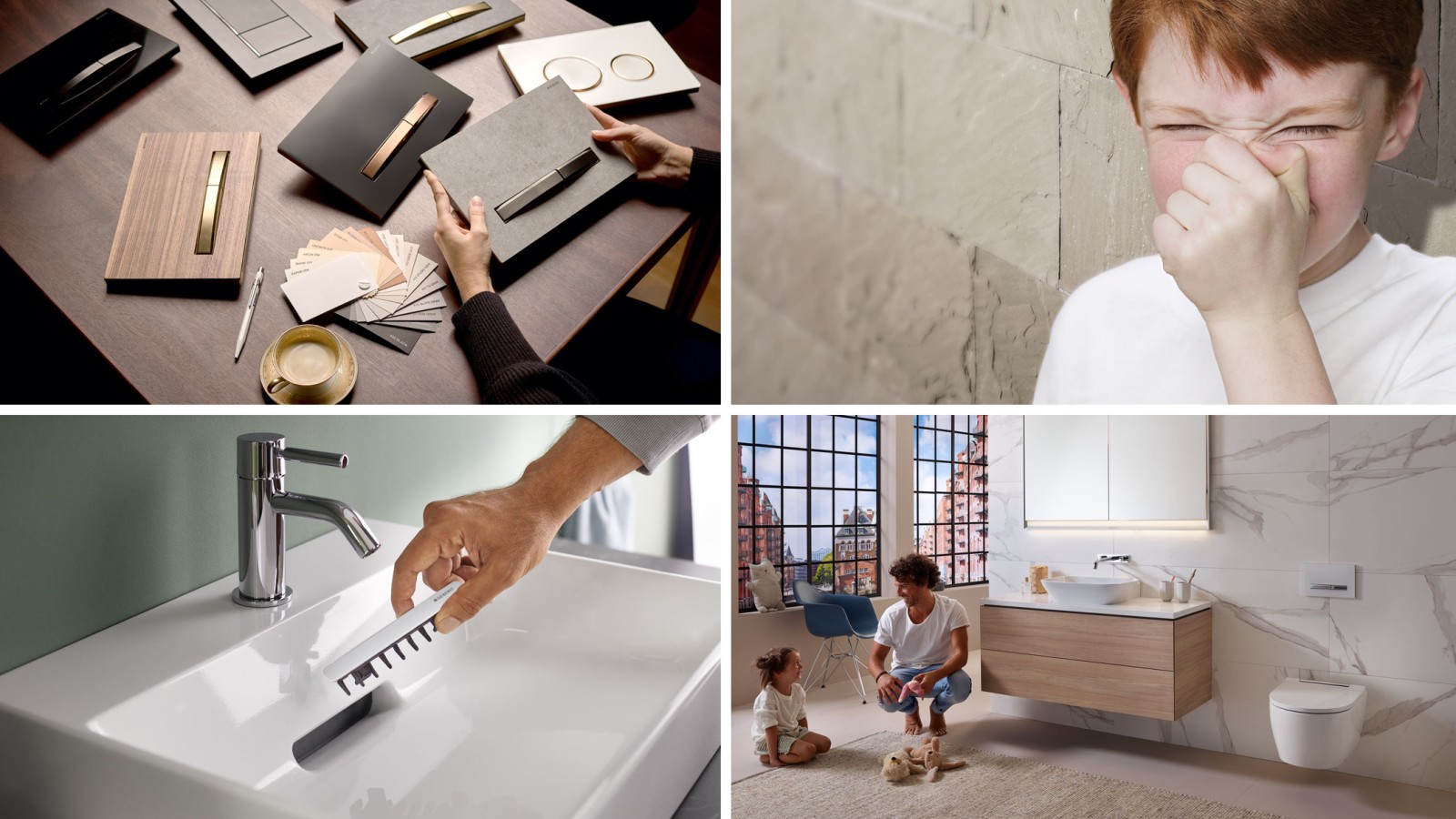 Vier Bilder zu den Geberit Stories Vier Bilder zu den Geberit Stories