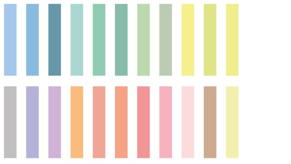 Pastelltöne, auf einen Blick