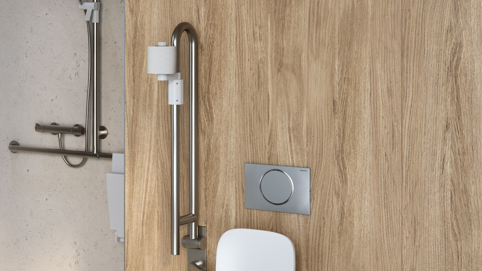 Funktaster auf dem Stützklappengriff