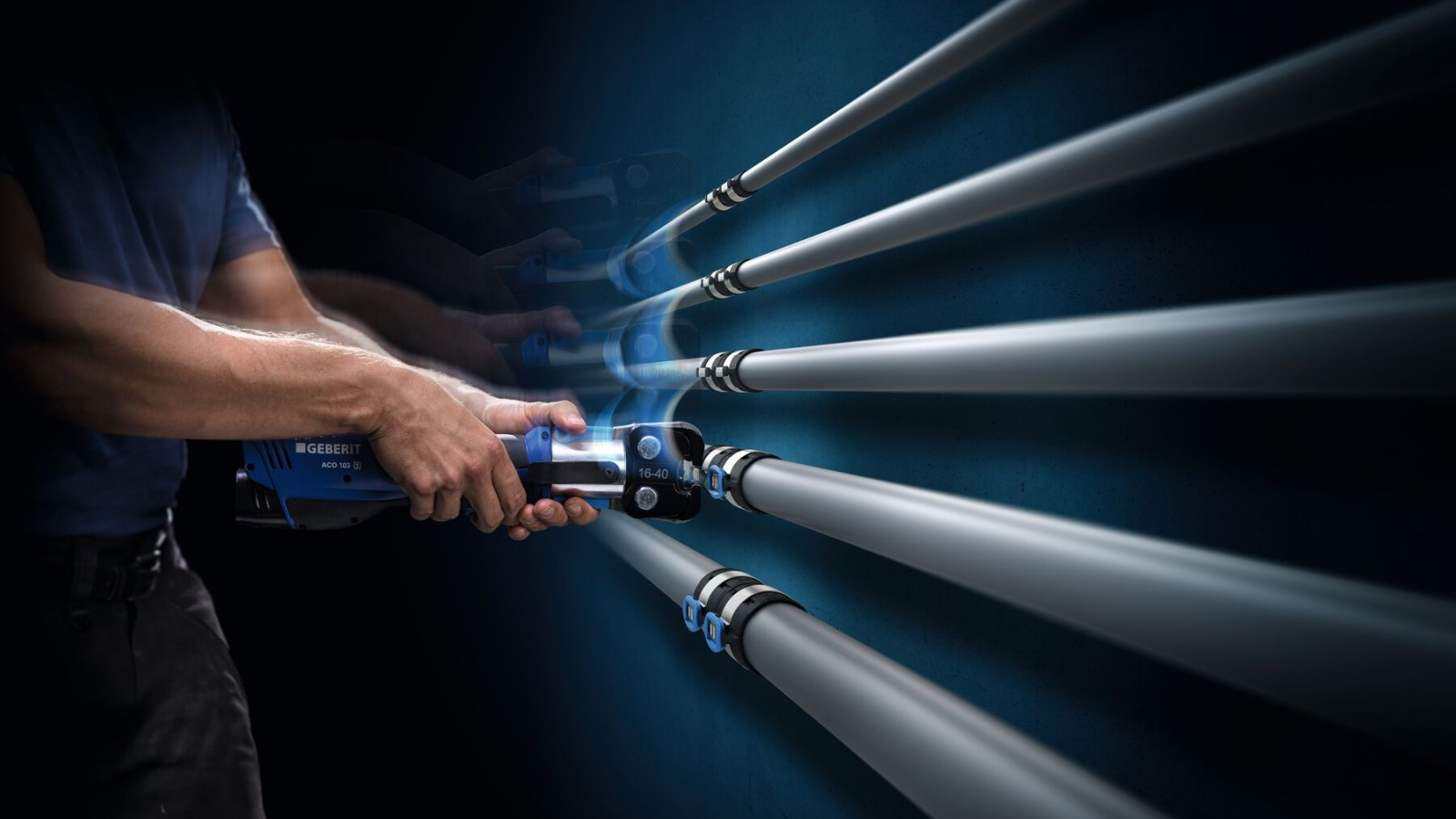 Handpresszange für Geberit FlowFit für die Dimensionen d16 bis d40