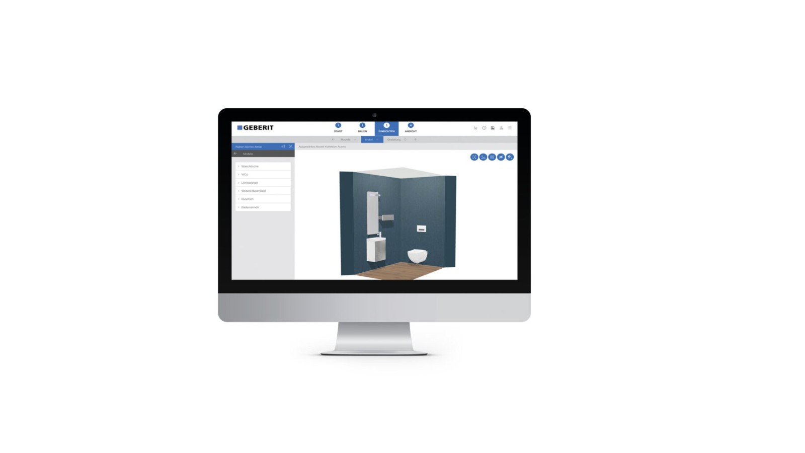 Screenshot des Geberit 3D Badplaner-Tools