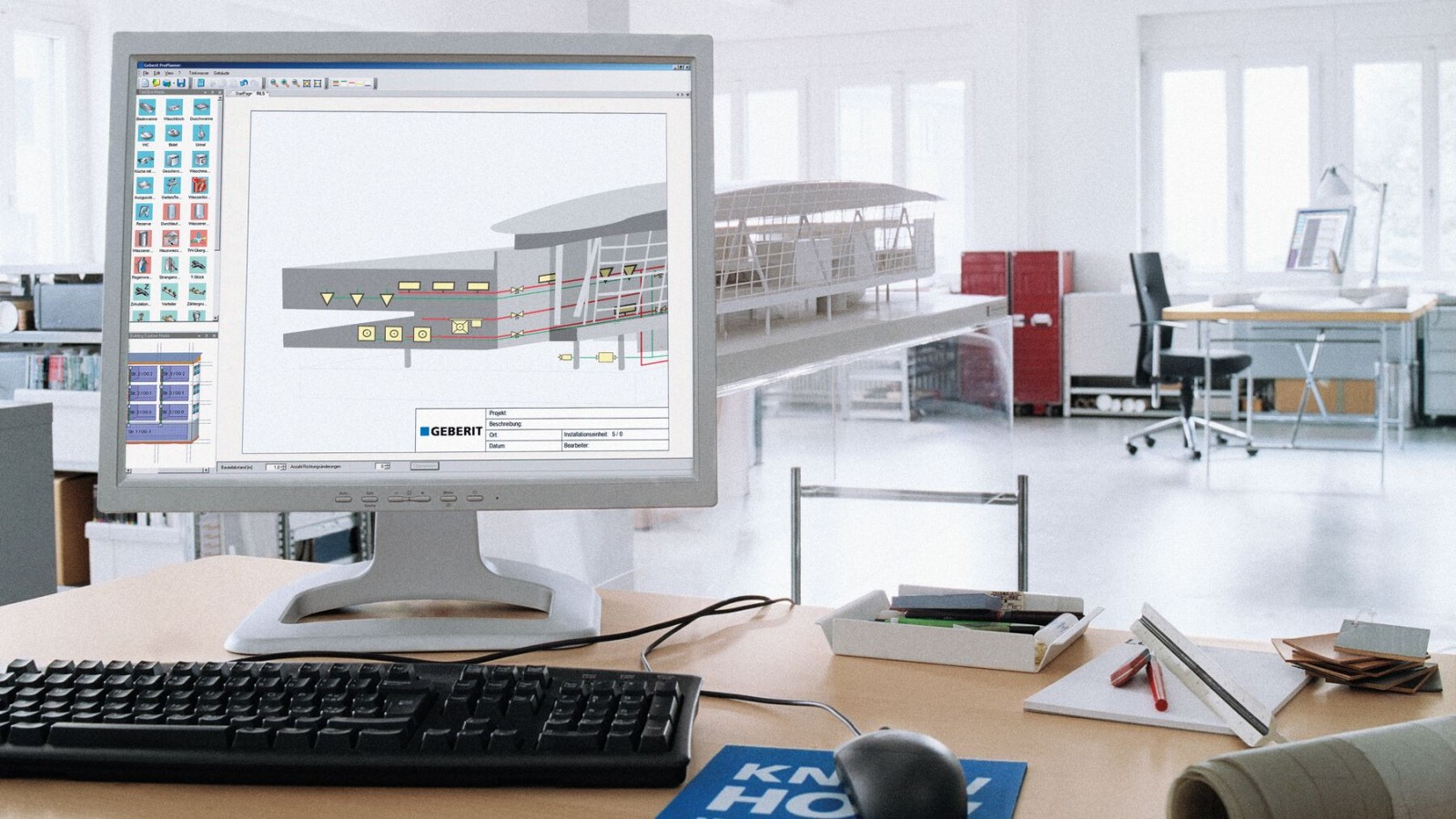 Computer-Bildschirm mit Geberit ProPlanner Computer-Bildschirm mit Geberit ProPlanner
