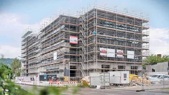 AMF Logistikzentrum in Fellbach, Deutschland, in der Bauphase