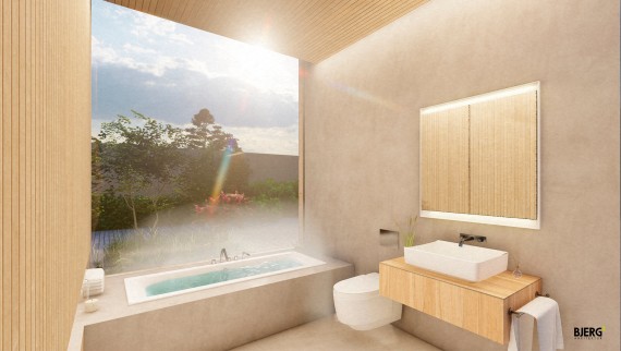 In dem sechs Quadratmeter großen Bad sollte man ein Gefühl der Ruhe und Gelassenheit verspüren (© Bjerg Arkitektur)