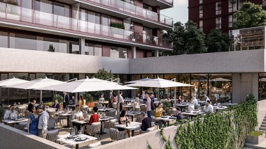 Ausladende Dachterrassen und Gastronomie sind Teil des Angebots (© Soravia) Ausladende Dachterrassen und Gastronomie sind Teil des Angebots (© Soravia)