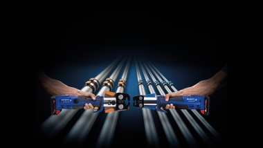Farbliche Zuordnung der Pressbacke zu den Dimensionen der Geberit FlowFit Fittings