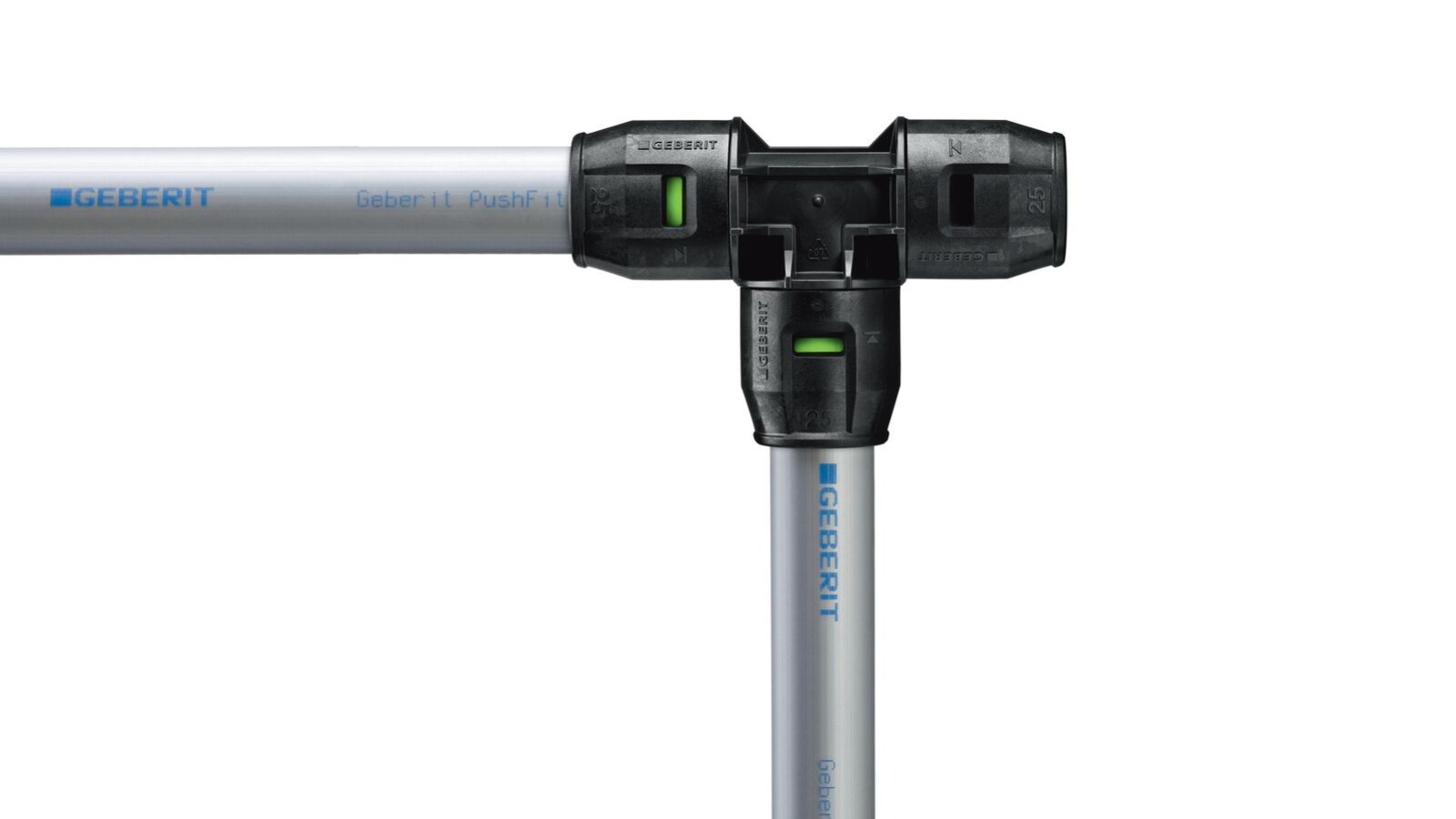 Die grüne Anzeige erscheint, wenn das Rohr vollständig eingesteckt ist Die grüne Anzeige erscheint, wenn das Rohr vollständig eingesteckt ist