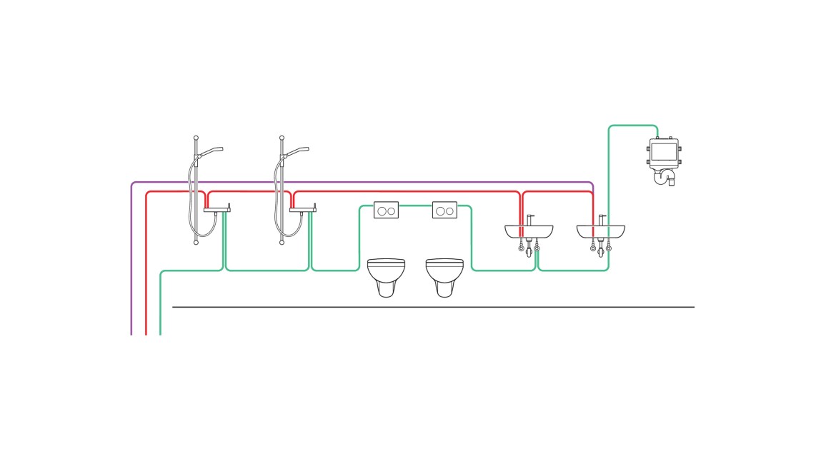 Beispiel der Verrohrung einer Intervall gesteuerten Hygienespülung