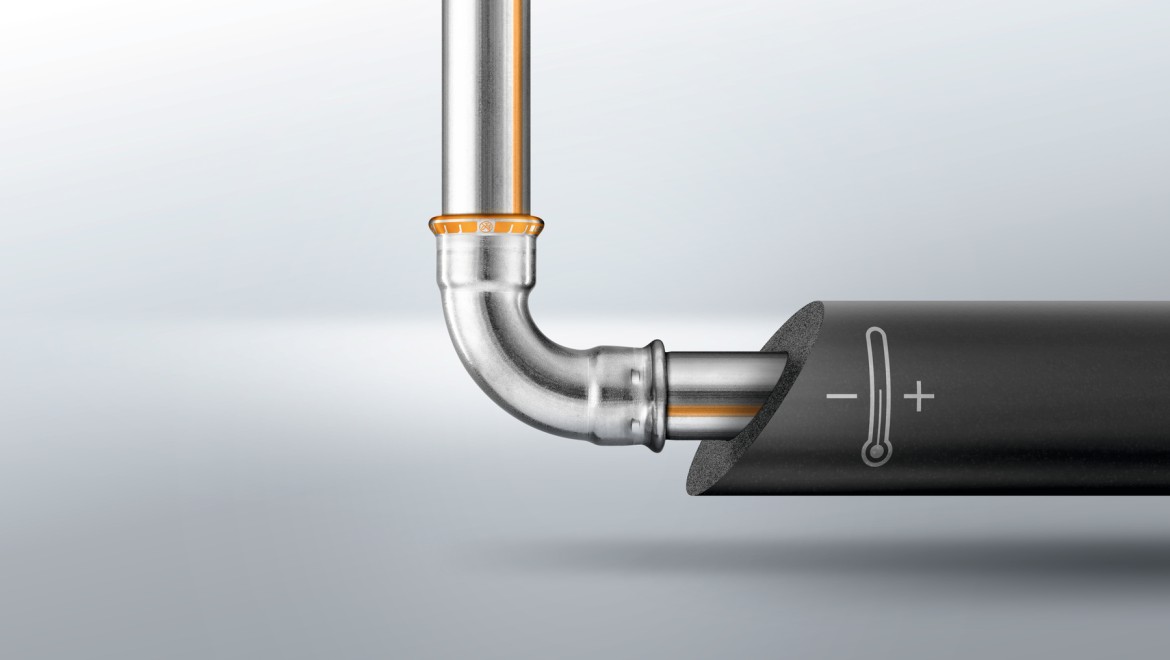 Geberit Mapress Therm Rohr, Fitting und Isolation mit Wärme und Kälte Symbol