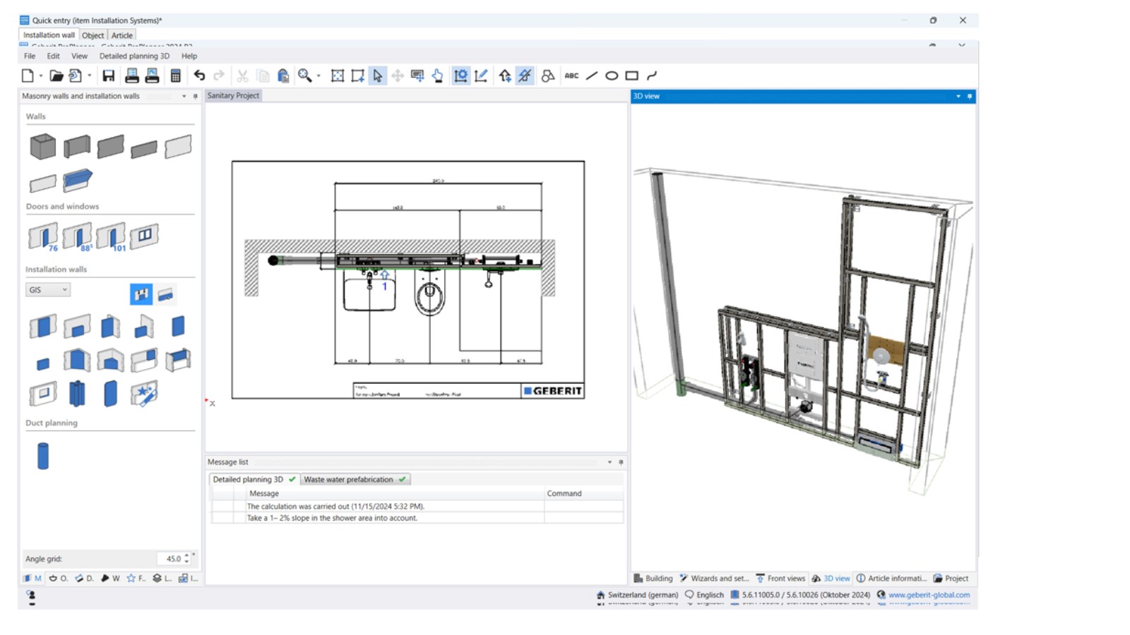 Detaillierte 3D-Planung im Geberit ProPlanner